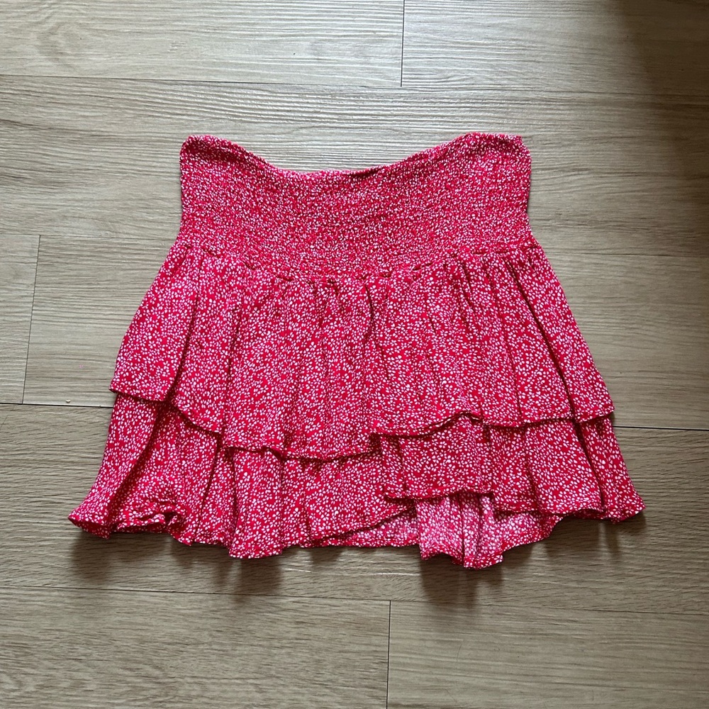 Red patterned skirt